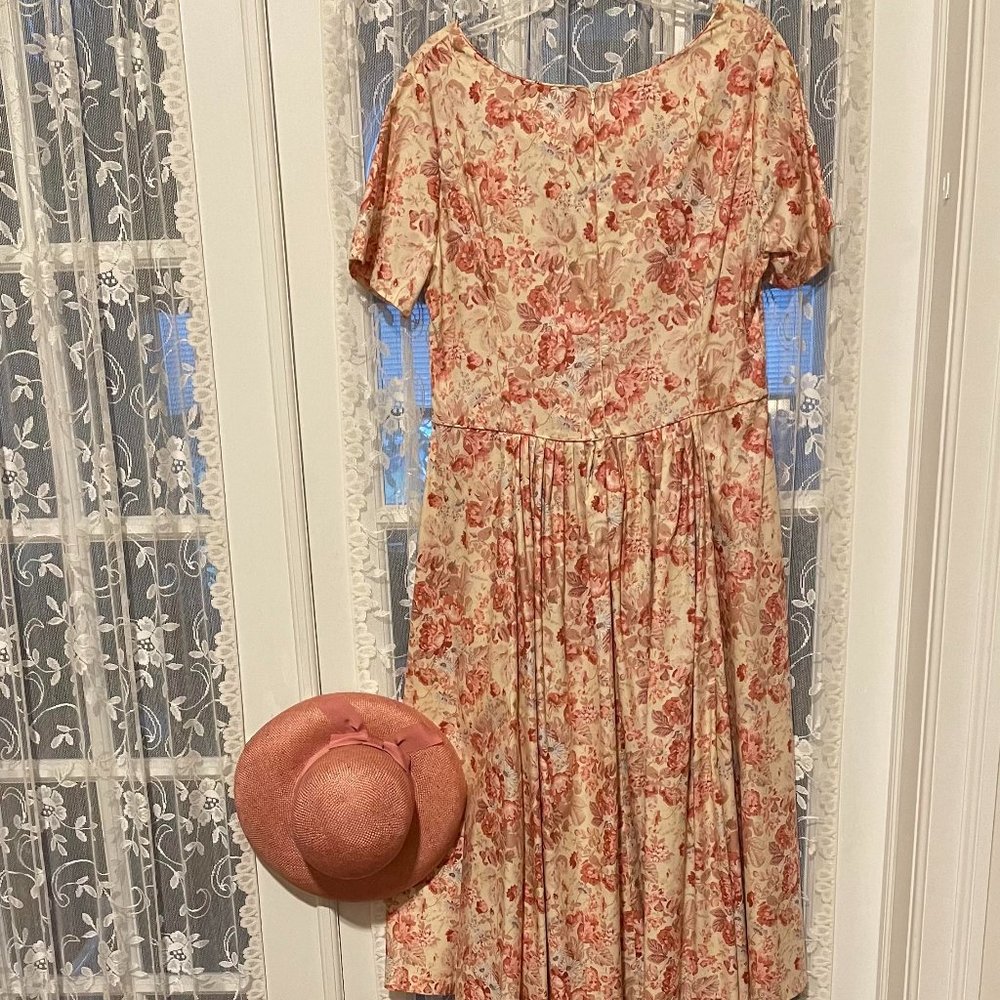 Vintage Laura Ashley Size UK18/US14 Summer Dress with Coordinating Hat and Shoe